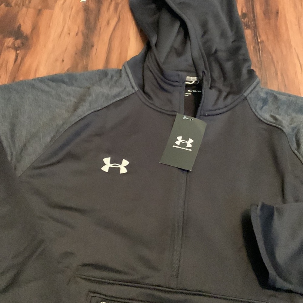 Under Armour Loose Fit Mens Full Zip Men Hoodie Black/Grey XL - Picture 8 of 10